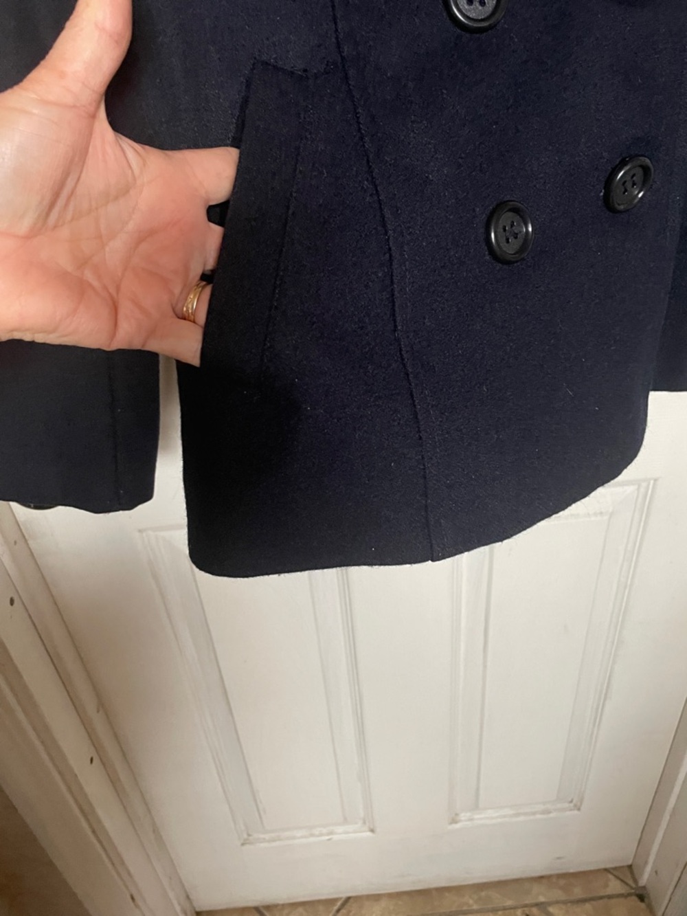 Forever 21 Black Double-Breasted Pea Coat View 2